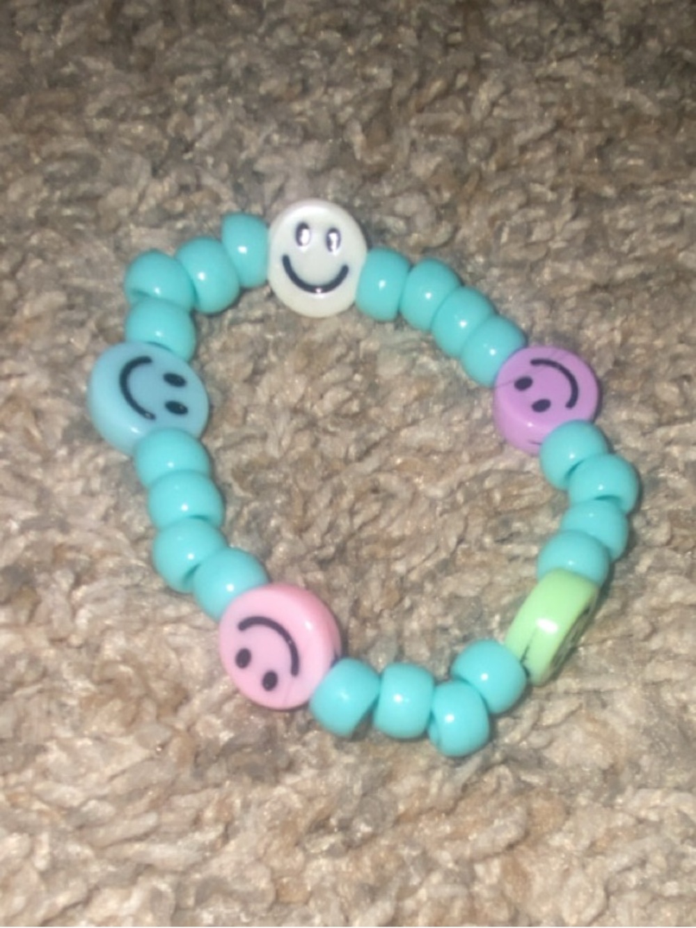 Multi-Color Beaded Stretch Bracelet Set - Fun Smiley & Flower Charms - Picture 6 of 6